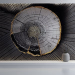 Tapet Personalizat Wood cu sectiune rotunda de lemn intr-o textura abstracta tip plaster - PLASTER WOOD