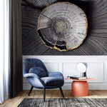 Tapet Personalizat Wood cu sectiune rotunda de lemn intr-o textura abstracta tip plaster - PLASTER WOOD