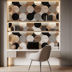 Tapet Personalizat Wood cu texturi combinate de piatra marmura si lemn dispusa in cercuri - WOOD MARBLE