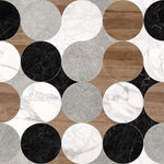 Tapet Personalizat Wood cu texturi combinate de piatra marmura si lemn dispusa in cercuri - WOOD MARBLE