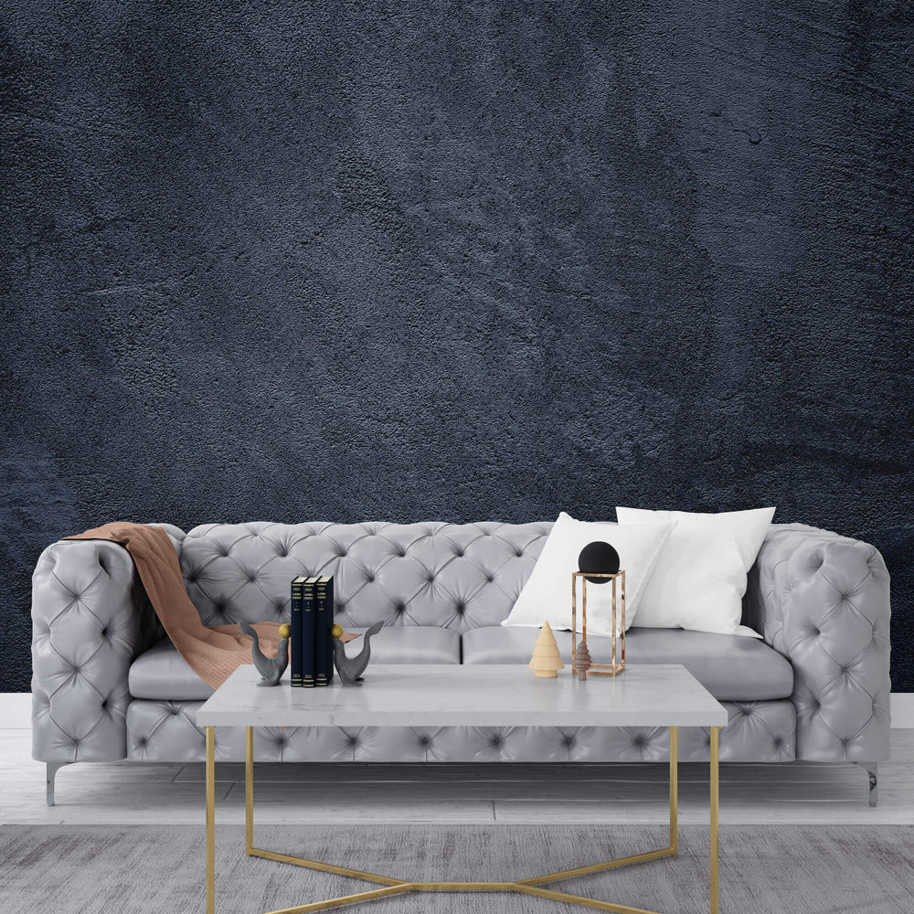 Tapet Personalizat Stone cu perete cu vopsea decorativa in nuante de albastru inchis - DEEP BLUE STUCCO