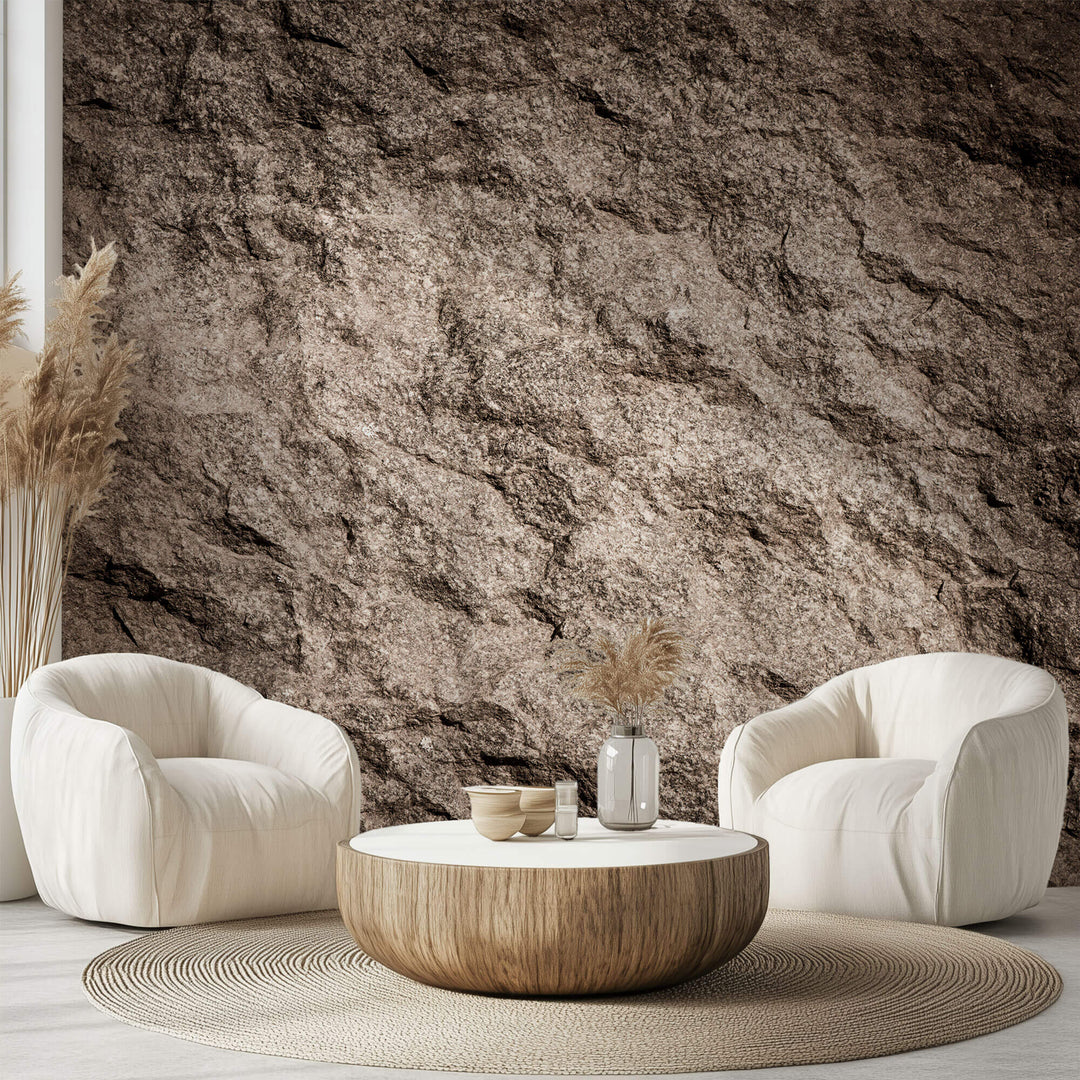Tapet Personalizat Stone cu piatra naturala de stanca in nuante maronii - NATURAL ROCK WALL
