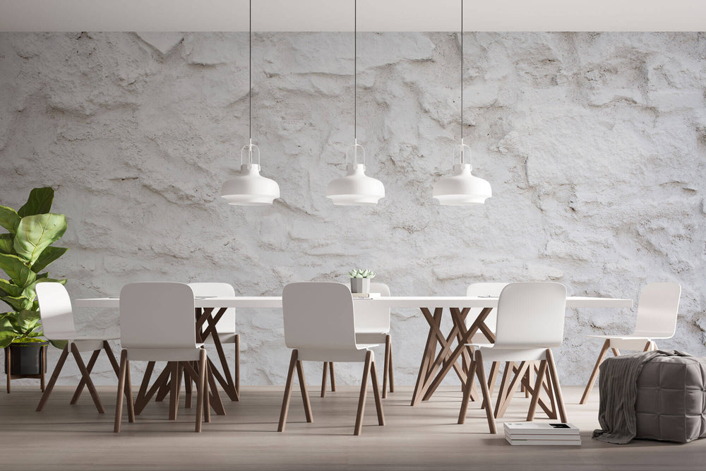 Tapet Personalizat Stone cu perete alb de piatra in stil mediteranean - MEDITERRANEAN STONE WALL