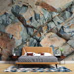Tapet Personalizat Stone cu piatra naturala in nuante naturale de crem si gri - TRAVERTINE BLUES