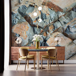 Tapet Personalizat Stone cu piatra naturala in nuante naturale de crem si gri - TRAVERTINE BLUES