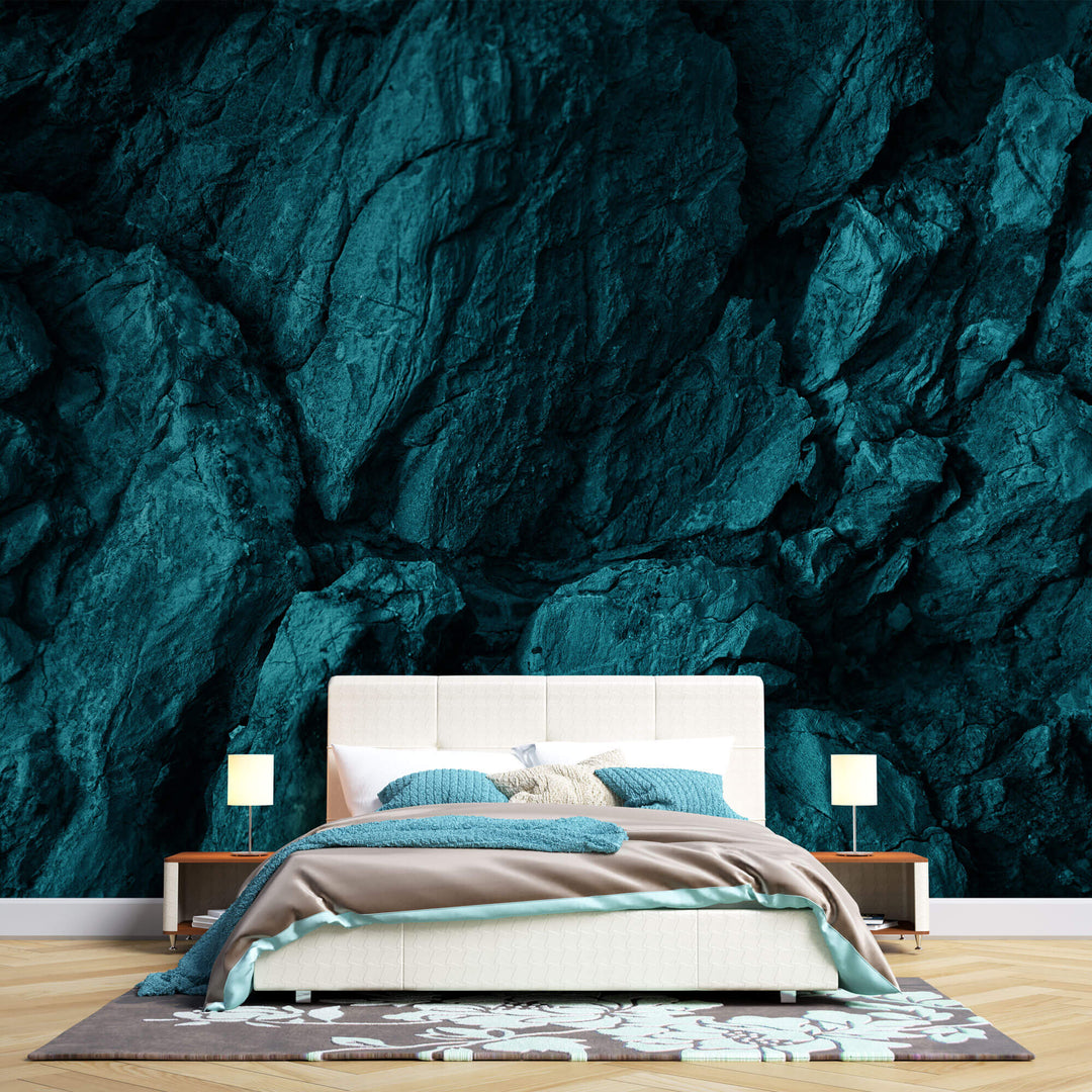 Tapet Personalizat Stone cu perete de stanga turcoaz - DEEP EARTH BLUES