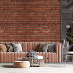 Tapet Personalizat Stone cu caramizi dispuse neuniform - UNEVEN RED BRICKS