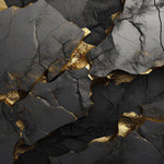 Tapet Personalizat Stone cu stanca de piatra neagra in 3d si accente aurii - 3D GOLDEN BLACK