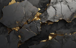 Tapet Personalizat Stone cu stanca de piatra neagra in 3d si accente aurii - 3D GOLDEN BLACK