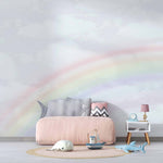 Tapet Personalizat Taramul Printeselor pentru copii cu cer innorat si curcubeu estompat - CLOUDY RAINBOW