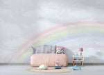 Tapet Personalizat Taramul Printeselor pentru copii cu cer innorat si curcubeu estompat - CLOUDY RAINBOW