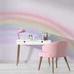 Tapet Personalizat Taramul Printeselor pentru copii cu fundal roz si curcubeu estompat - BLURRY RAINBOW