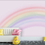 Tapet Personalizat Taramul Printeselor pentru copii cu fundal roz si curcubeu estompat - BLURRY RAINBOW