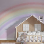 Tapet Personalizat Taramul Printeselor pentru copii cu fundal roz si curcubeu estompat - BLURRY RAINBOW