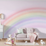 Tapet Personalizat Taramul Printeselor pentru copii cu fundal roz si curcubeu estompat - BLURRY RAINBOW