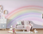 Tapet Personalizat Taramul Printeselor pentru copii cu fundal roz si curcubeu estompat - BLURRY RAINBOW