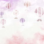 Tapet Personalizat Taramul Printeselor pentru copii cu baloane cu aer cald desenate in stil watercolor in nuante de roz - WATERCOLOR BALOONS