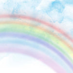 Tapet Personalizat Taramul Printeselor pentru copii cu cer cu nori si curcubeu estompat - BLUE SKY RAINBOW