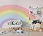 Tapet Personalizat Taramul Printeselor pentru copii cu sectiune de curcubeu iesind din nori - DOODLE RAINBOW