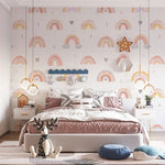 Tapet Personalizat Taramul Printeselor pentru copii cu inimioare si curcubee in stil pattern - LITTLE RAINBOW LOVE
