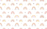 Tapet Personalizat Taramul Printeselor pentru copii cu inimioare si curcubee in stil pattern - LITTLE RAINBOW LOVE