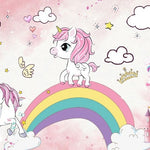 Tapet Personalizat Taramul Printeselor pentru copii cu ponei unicorni si curcubeu in nuante de roz - MY LITTLE UNICORN