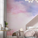 Tapet Personalizat Taramul Printeselor pentru copii cu cer innorat in nuante de mov si roz - MAUVE SERENITY