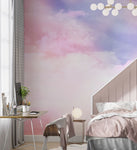 Tapet Personalizat Taramul Printeselor pentru copii cu cer innorat in nuante de mov si roz - MAUVE SERENITY