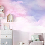 Tapet Personalizat Taramul Printeselor pentru copii cu cer innorat in nuante de mov si roz - MAUVE SERENITY