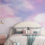 Tapet Personalizat Taramul Printeselor pentru copii cu cer innorat in nuante de mov si roz - MAUVE SERENITY