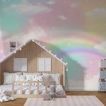 Tapet Personalizat Taramul Printeselor pentru copii cu cer multicolor si curcubeu - FAIRY RAINBOW