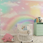 Tapet Personalizat Taramul Printeselor pentru copii cu cer multicolor si curcubeu - FAIRY RAINBOW