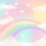 Tapet Personalizat Taramul Printeselor pentru copii cu cer multicolor si curcubeu - FAIRY RAINBOW