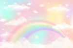 Tapet Personalizat Taramul Printeselor pentru copii cu cer multicolor si curcubeu - FAIRY RAINBOW