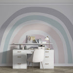 Tapet Personalizat Taramul Printeselor pentru copii cu curcubeu minimalist in nuante pastel - PASTEL RAINBOW