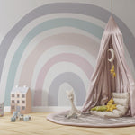Tapet Personalizat Taramul Printeselor pentru copii cu curcubeu minimalist in nuante pastel - PASTEL RAINBOW