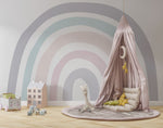 Tapet Personalizat Taramul Printeselor pentru copii cu curcubeu minimalist in nuante pastel - PASTEL RAINBOW
