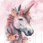 Tapet Personalizat Taramul Printeselor pentru copii cu unicorn si elemente florale - FLORAL UNICORN PORTRAIT