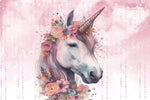Tapet Personalizat Taramul Printeselor pentru copii cu unicorn si elemente florale - FLORAL UNICORN PORTRAIT