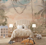 Tapet Personalizat Natura pentru copii cu ceata in jungla amazoniana in nuante calde - DUSTY JUNGLE