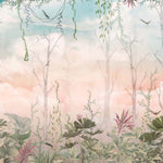 Tapet Personalizat Natura pentru copii cu jungla cu liane si cer rozaliu - LIGHT PINK DUSK