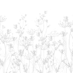 Tapet Personalizat Natura pentru copii cu plante salbatice in nuante de gri si alb - GREY WILDFLOWERS