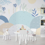 Tapet Personalizat Natura pentru copii cu dealuri abstracte in nuante de albastru - BLUE HILLS