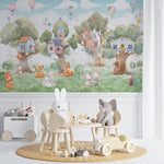Tapet Personalizat Natura pentru copii cu casute colorate in copaci  - TREE HOUSE VILLAGE