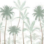 Tapet Personalizat Natura pentru copii cu palmieri inalti in nuante de verde pastel - PASTEL GREEN PALMS