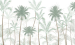 Tapet Personalizat Natura pentru copii cu palmieri inalti in nuante de verde pastel - PASTEL GREEN PALMS