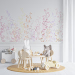 Tapet Personalizat Natura pentru copii cu plante si frunze colorate - PASTEL RAINBOW PLANTS