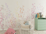 Tapet Personalizat Natura pentru copii cu plante si frunze colorate - PASTEL RAINBOW PLANTS