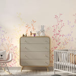 Tapet Personalizat Natura pentru copii cu plante si frunze colorate - PASTEL RAINBOW PLANTS