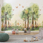 Tapet Personalizat Natura pentru copii cu copaci, licurici si fluturi - FAIRY BUTTERFLY FOREST